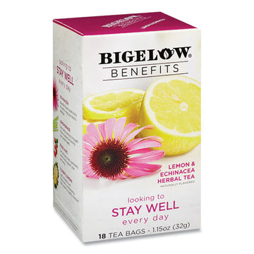 Bigelow® Benefits Lemon And Echinacea Herbal Tea Bags, 0.6 Oz Tea Bag, 18-box freeshipping - TVN Wholesale
